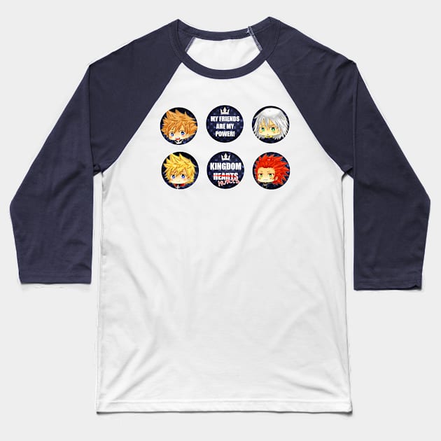 Kingdom Hearts Buttons! Baseball T-Shirt by candypiggy